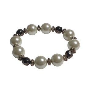 Vintage Faux Pearl Stretch Bracelet Beaded Accents Classic Jewelry Handmade Gift